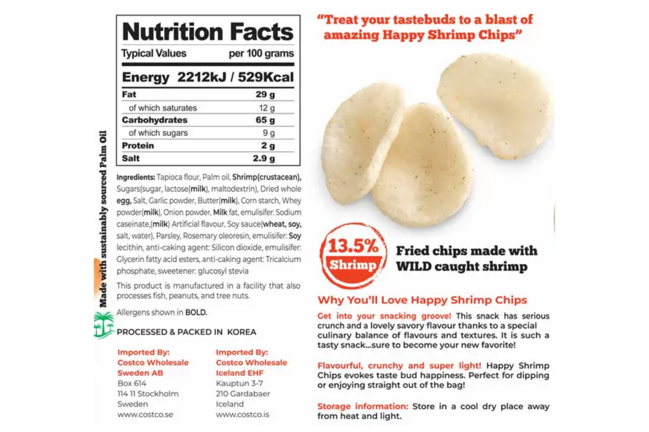 Sokusa Happy Shrimp Chips with Garlic & Butter 454g Best Before